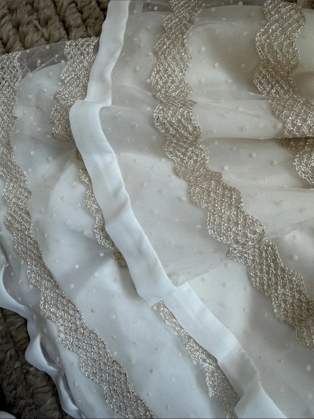 Elegant Ivory & Gold-Lace Girls' Formal Dress